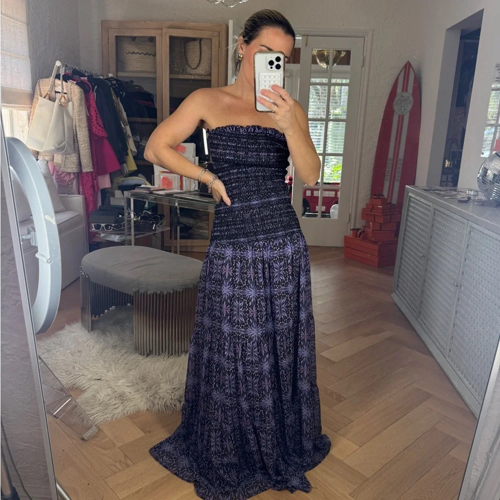 Designer Purple Strapless Dress - Picture 2 of 6